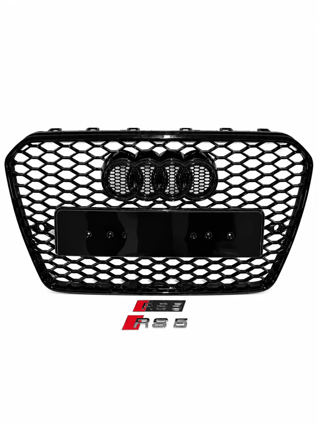 Grill plaster miodu Audi A5 8T polift | Czarny połysk | Emblematy | — zdjęcie 1
